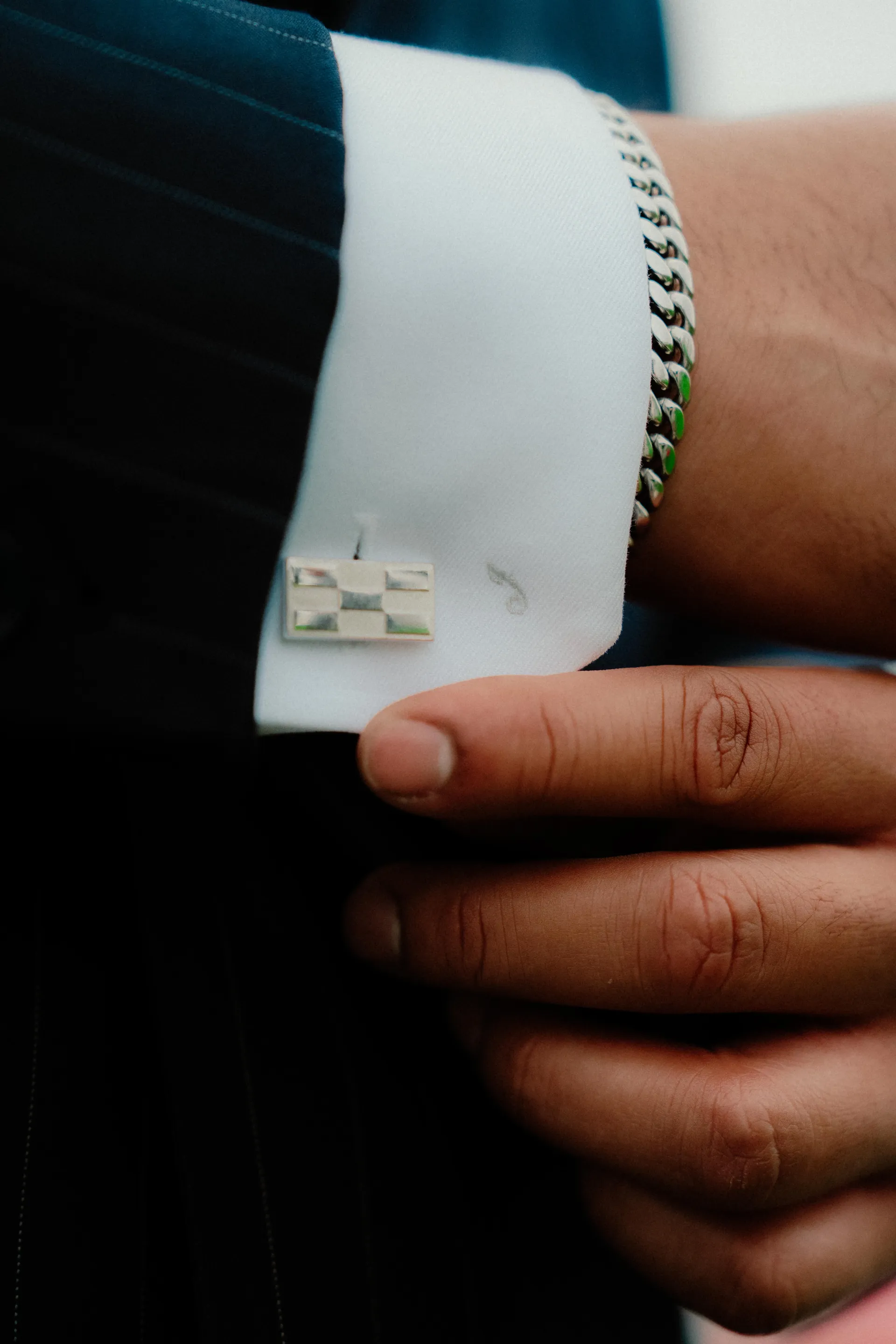 Hand-finished cuff on a custom Fino dress shirt